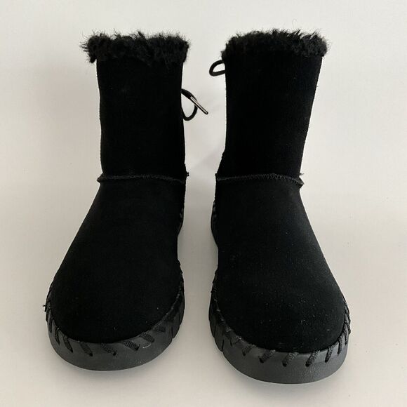 Muk Luks Short Boots Women 6.5M Black Suede Water Repellent Memory Foam Comfort - Picture 4 of 12